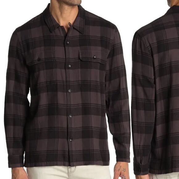 NWT Baldwin men’s black plaid button down shirt - Picture 1 of 11